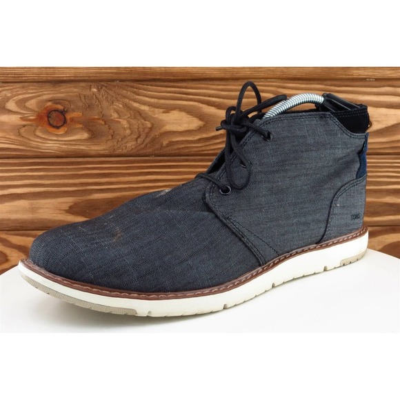Toms Boots Sz 13 M Black Round Toe Chukka Fabric Men‎ - Picture 1 of 8